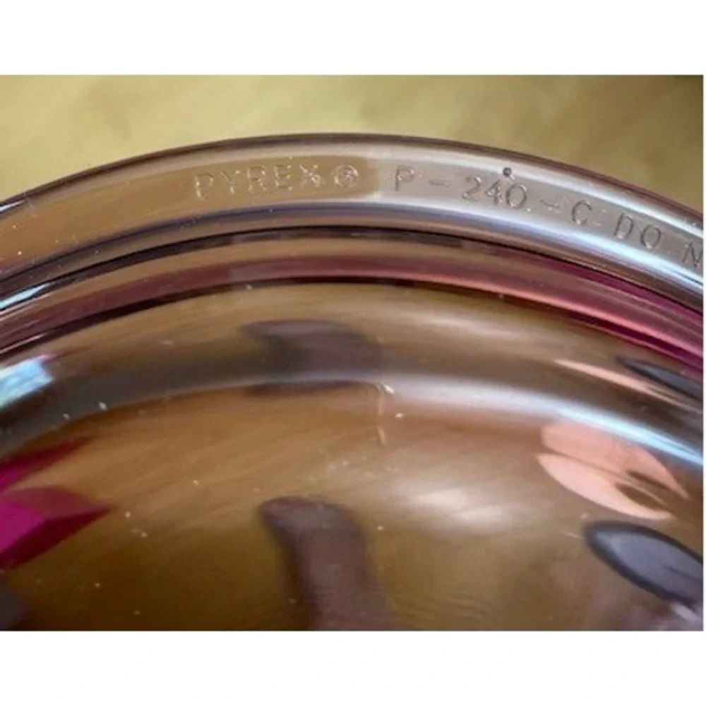 Corning Vision Ware PYREX Cranberry Grab-It Bowl V-240-B Lid P-240-C Vintage